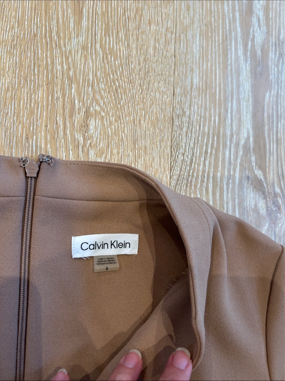 Calvin Klein Tan Sheath Dress Three Quarter Sleeve Size 8 - Picture 4 of 9